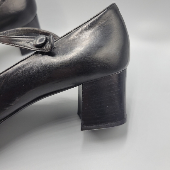Saks Fifth Avenue Mary Jane Block Heel Leather Shoe Size 7B Circa 1996-2000 - Picture 5 of 10